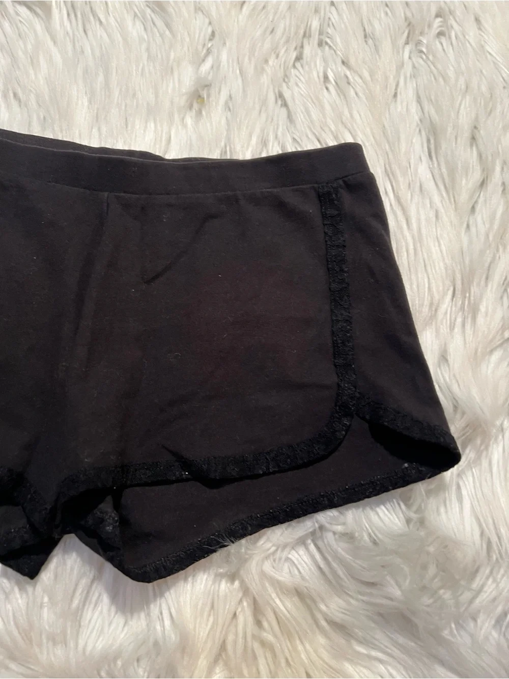 Victoria's Secret Womens Size Small Pajama Shorts Sweatshorts Black Crochet Lace